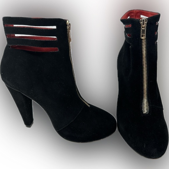 Madison Harding Black High Heel Ankle Boots Front Zipper Closure 7.5 - Picture 1 of 11